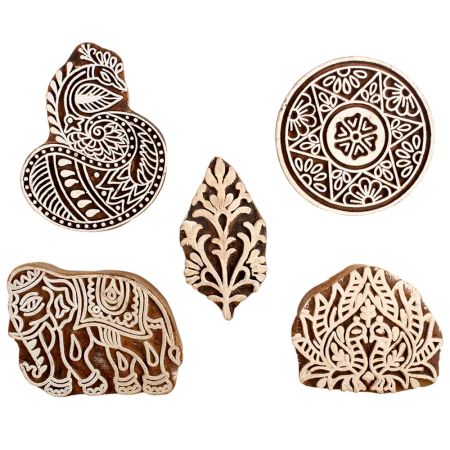 Set of 5 Piece New Mix Wooden Printing Block